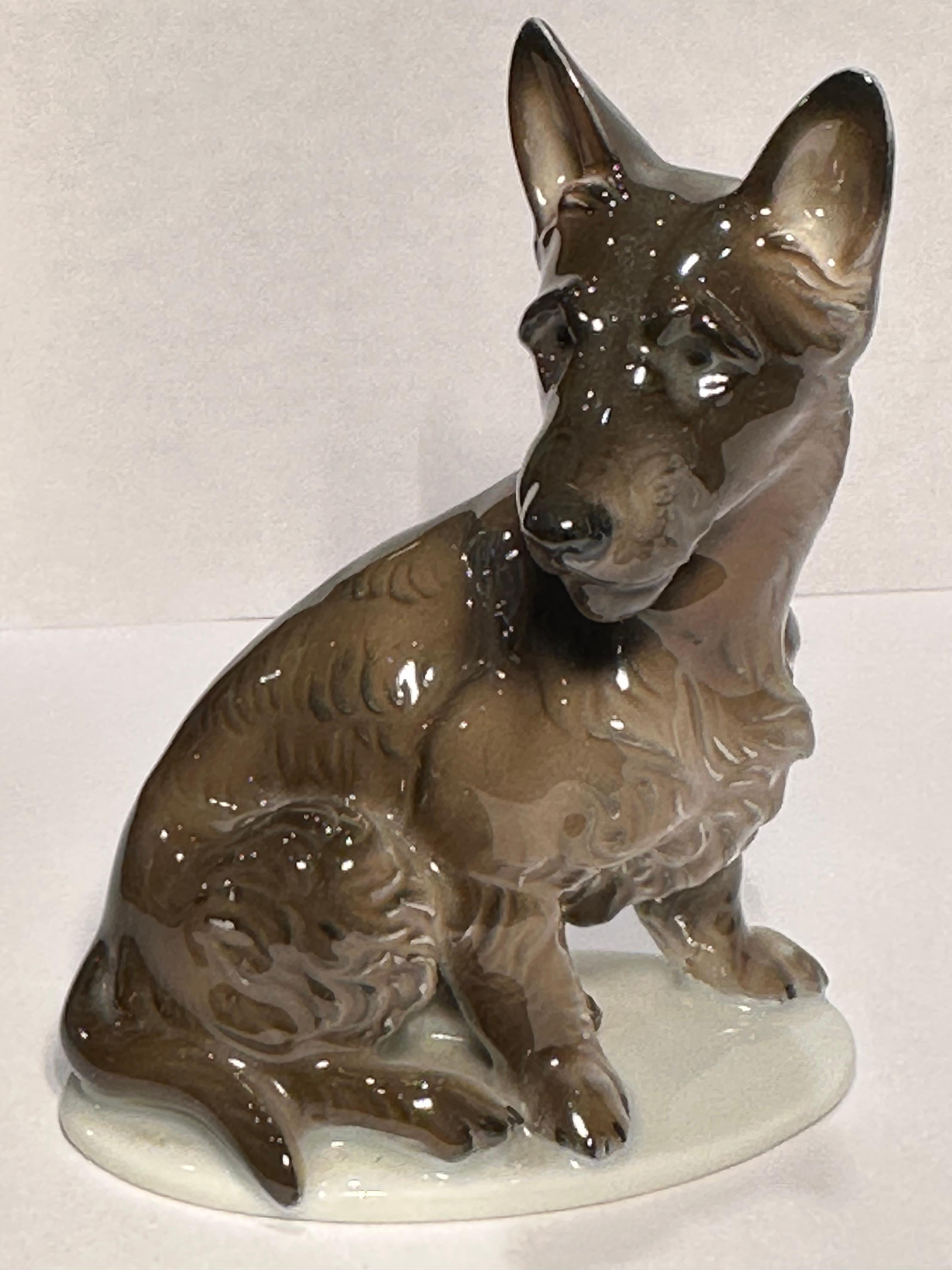 
Finest quality, vintage retired, handmade and hand painted in Bavaria, Rosenthal porcelain German Shepherd dog figurine. The dog has been masterfully handmade and hand painted with great attention to detail by a skilled Rosenthal artist. The