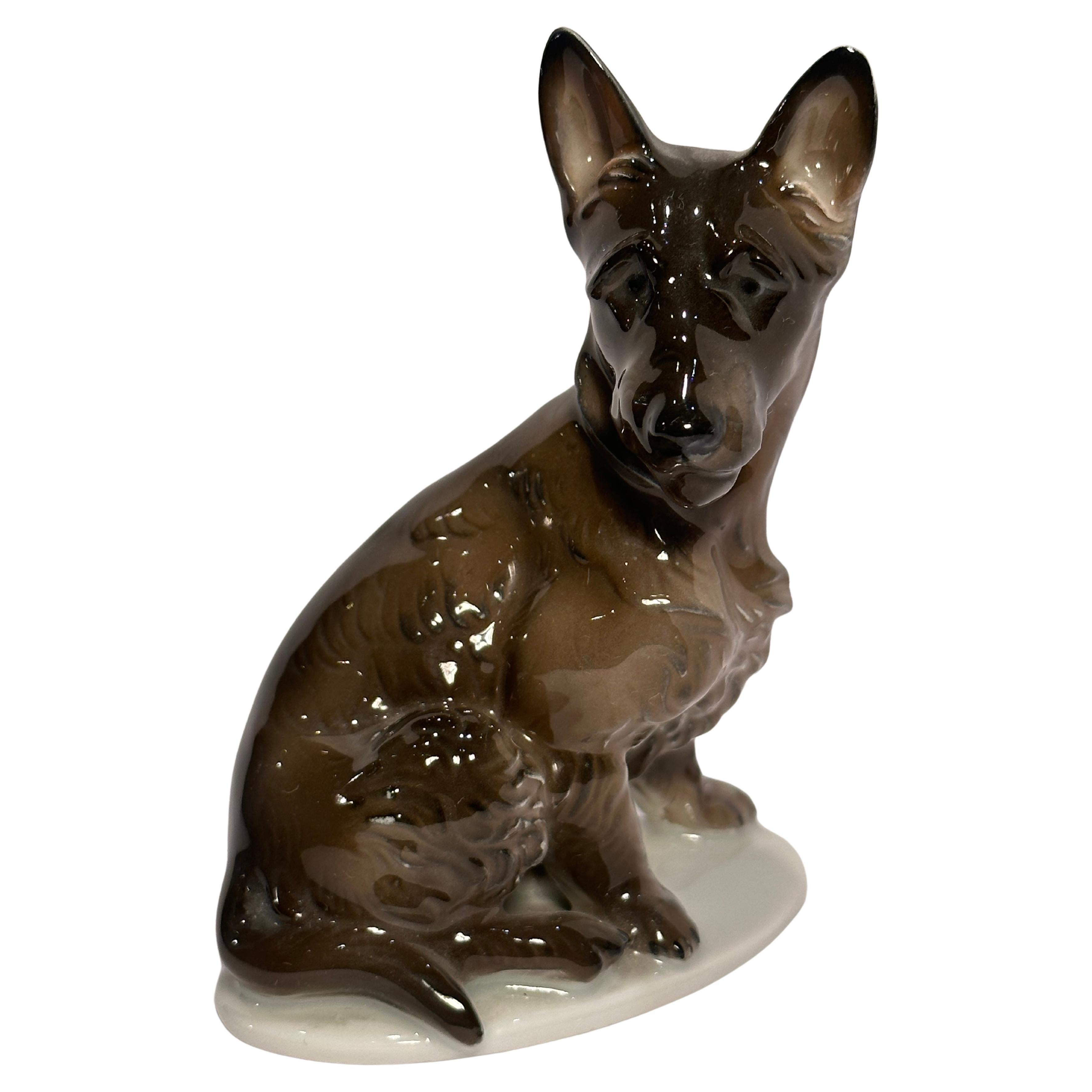 Quality Rare Rosenthal Bavaria German Shepherd Porcelain Dog Figurine Circa 1929 For Sale
