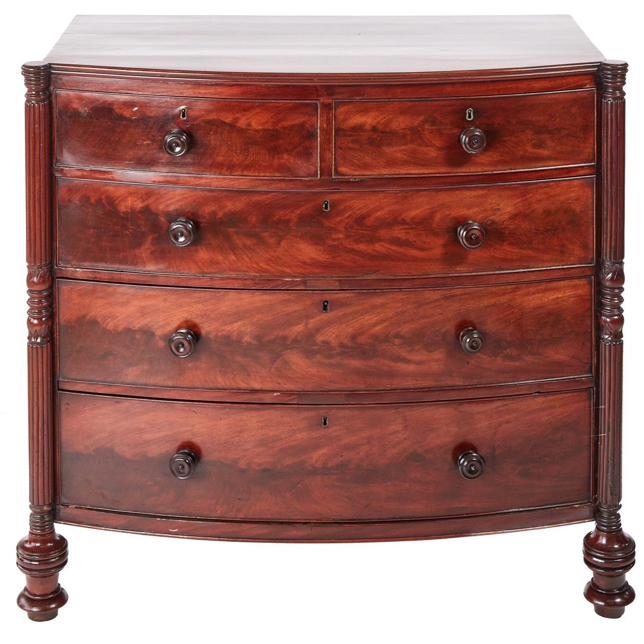 Quality Regency Mahogany Bow Front Chest of Drawers