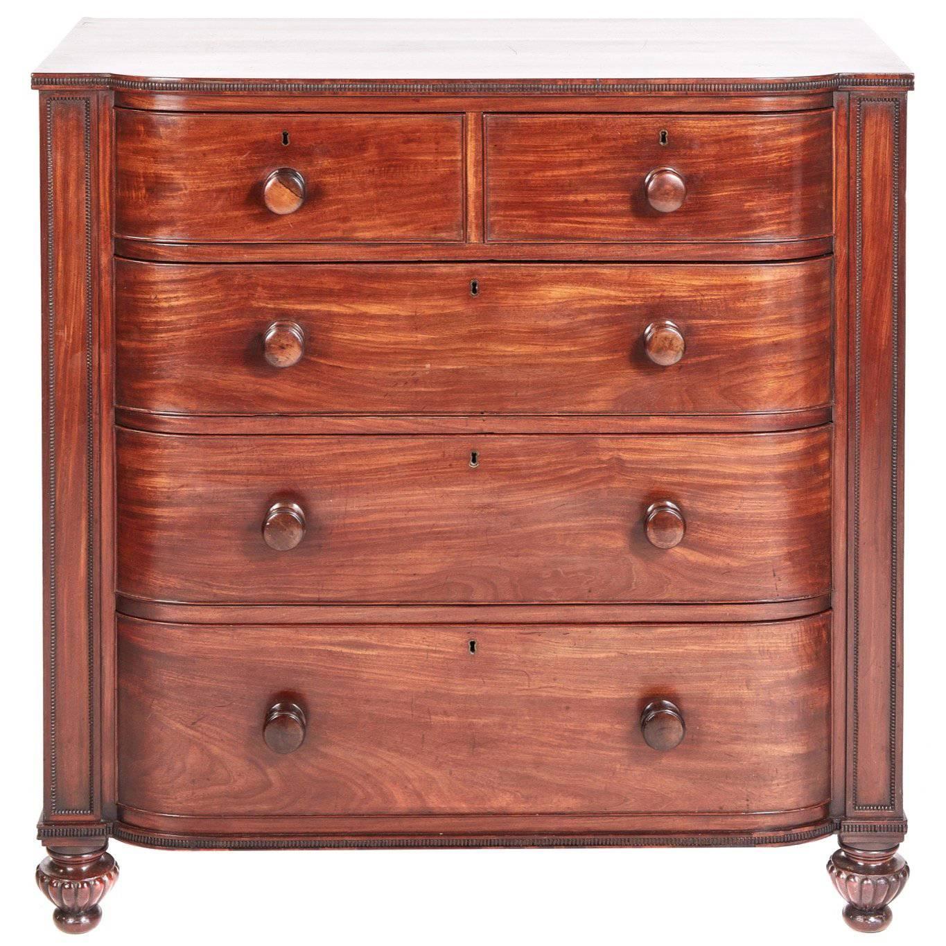 Quality Regency Mahogany D Shaped Front Chest of Drawers