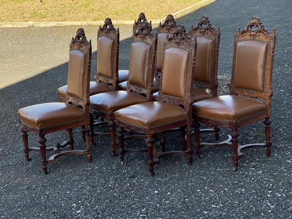 Quality Set 8 French Oak Dining Chairs 7
