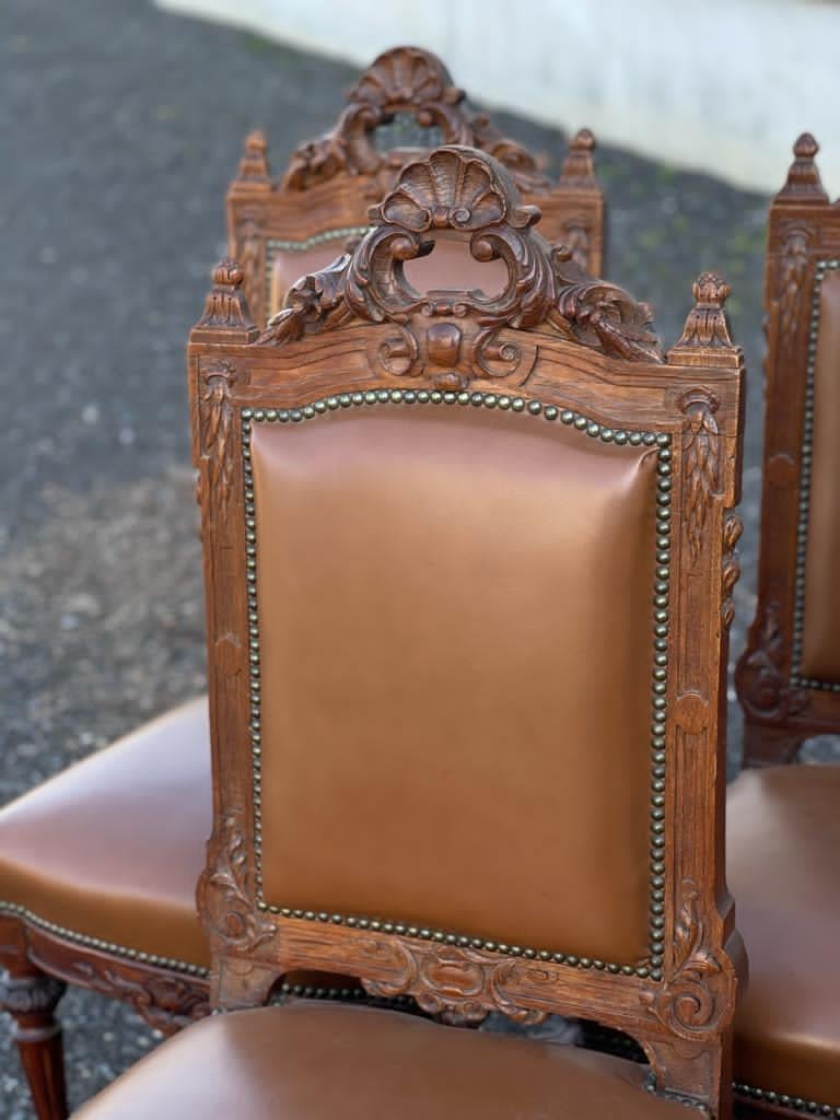 19th Century Quality Set 8 French Oak Dining Chairs