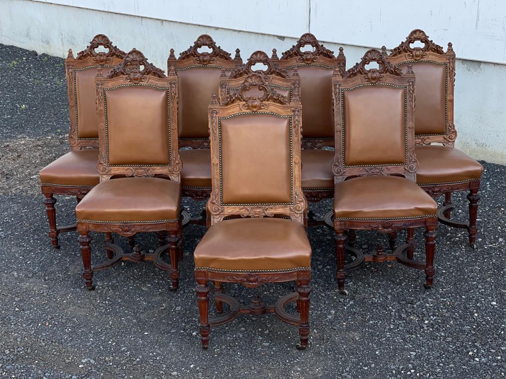Quality Set 8 French Oak Dining Chairs 2