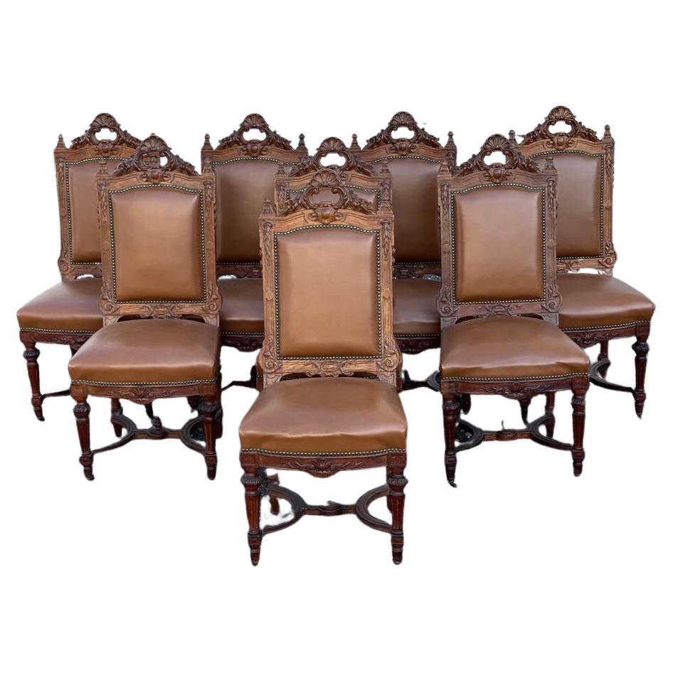 Quality Set 8 French Oak Dining Chairs