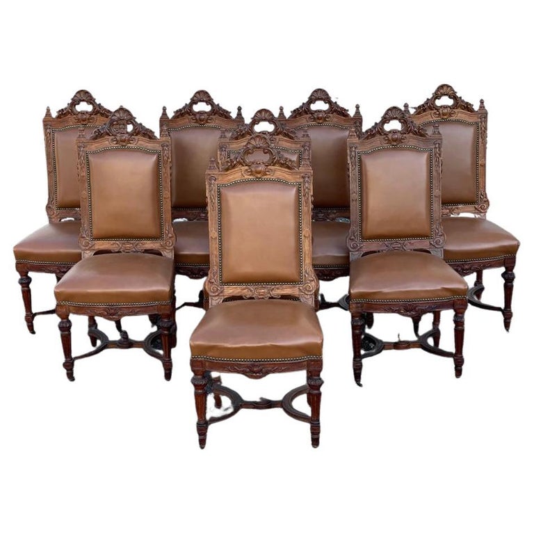 Quality Set 8 French Oak Dining Chairs For Sale at 1stDibs