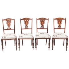 Quality Set of 4 Antique Edwardian Rosewood Inlaid Dining Chairs