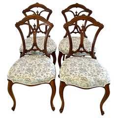 Quality Set of 4 Antique Victorian Walnut Dining Chairs