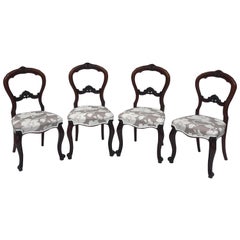 Quality Set of 4 Victorian Walnut Cabriole Legged Dining Chairs