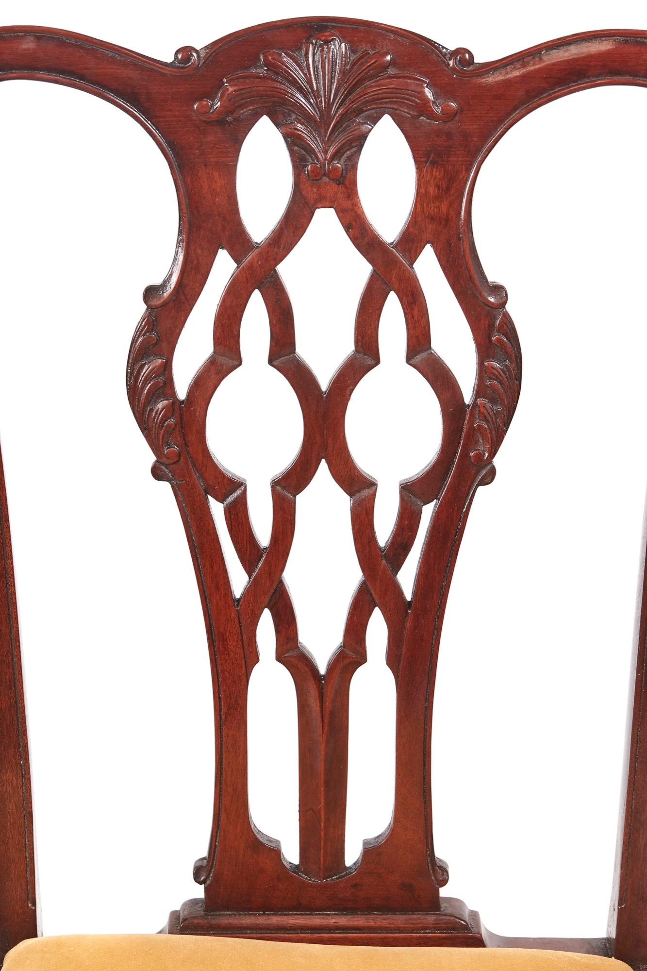 European Quality Set Of 6 Mahogany Chippendale Style Dining Chairs