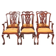 Quality Set Of 6 Mahogany Chippendale Style Dining Chairs