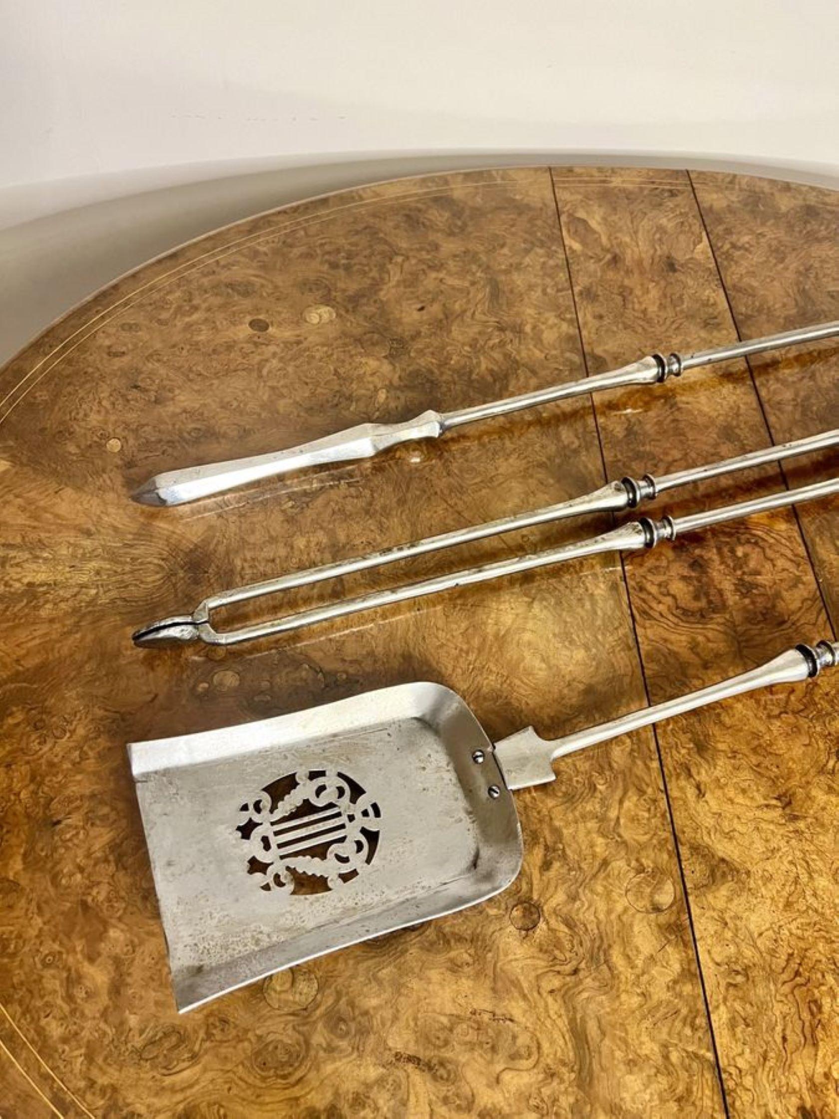 Quality set of antique George III steel fire irons  For Sale 1