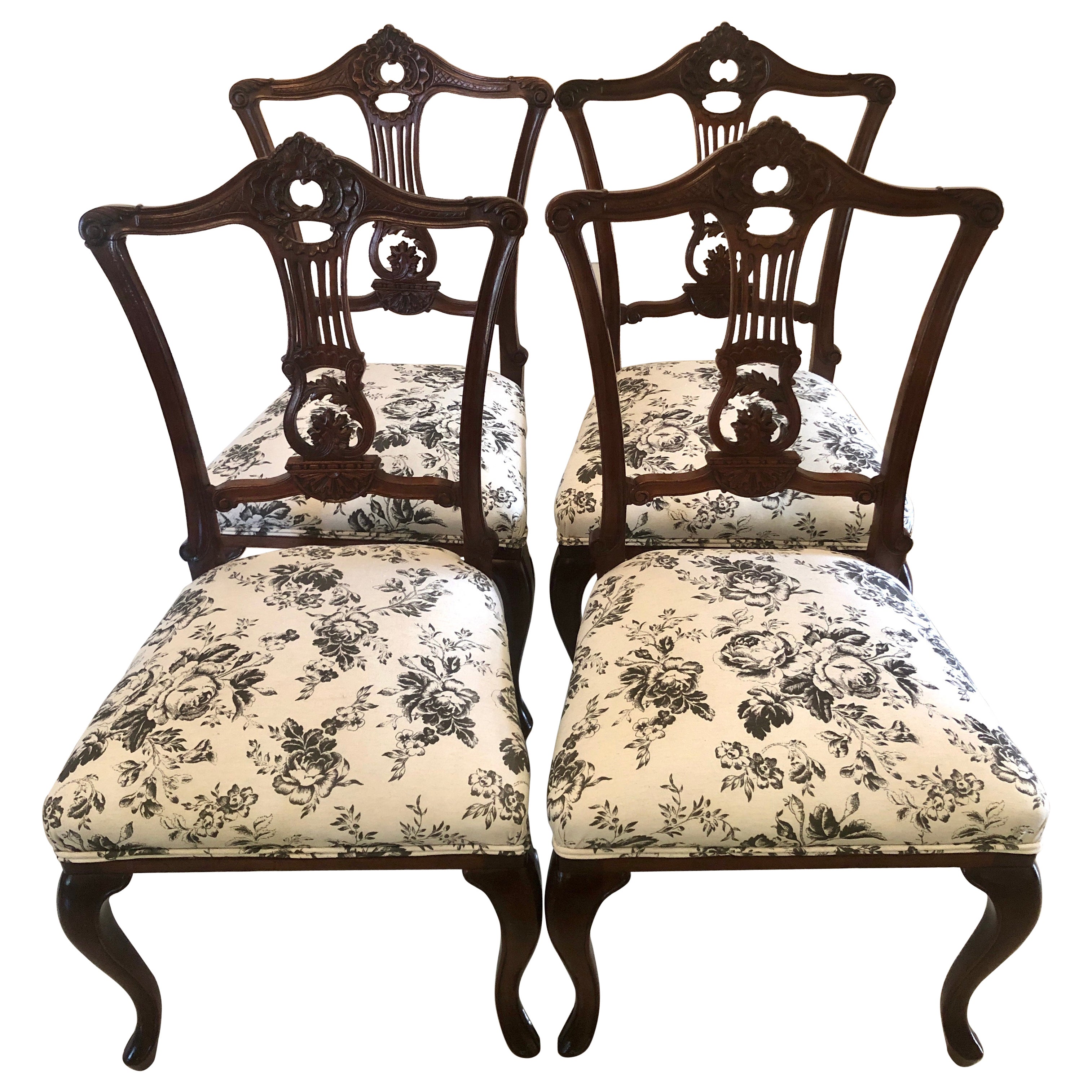 Quality Set of Four Antique Mahogany Victorian Dining Chairs For Sale