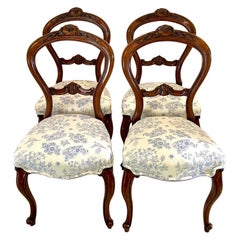 Quality Set of Four Antique Victorian Walnut Dining Chairs