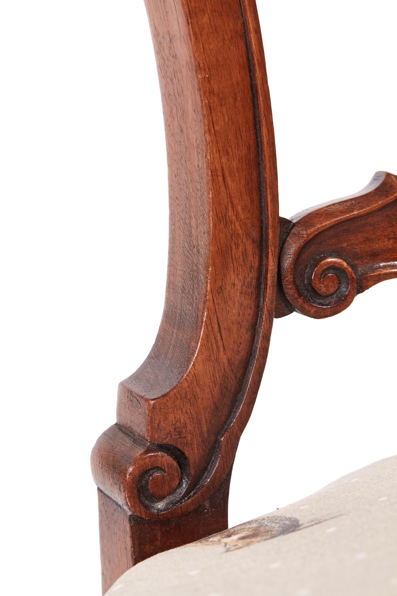 Quality Set of Four Victorian Carved Walnut Dining Chairs 9
