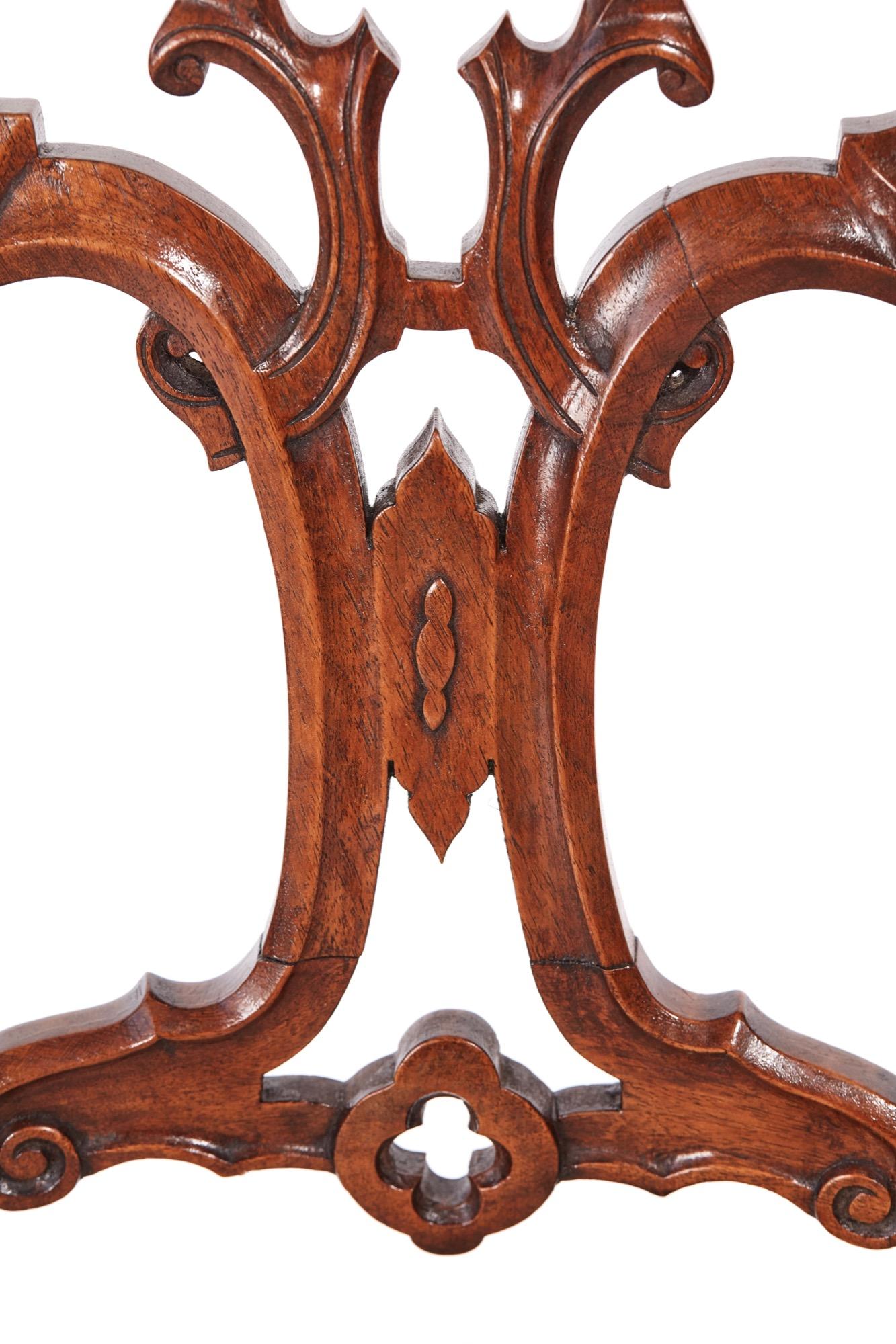 European Quality Set of Four Victorian Carved Walnut Dining Chairs