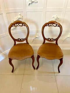 Quality Set of Six Antique Victorian Carved Walnut Balloon-Back Dining Chairs
