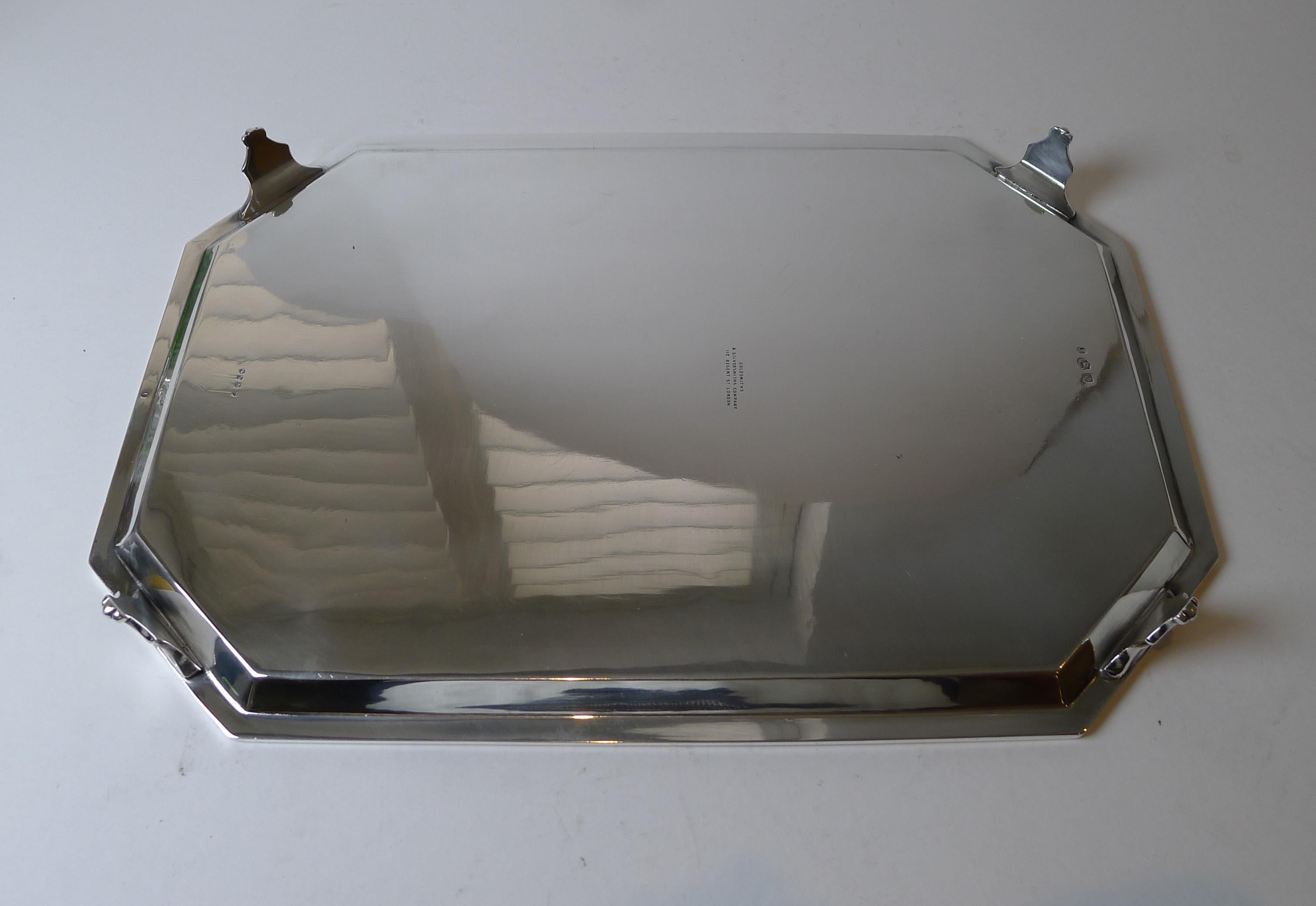 Quality Silver Plated Cocktail / Drinks Tray by Goldsmiths & Silversmiths Co. c. For Sale 1