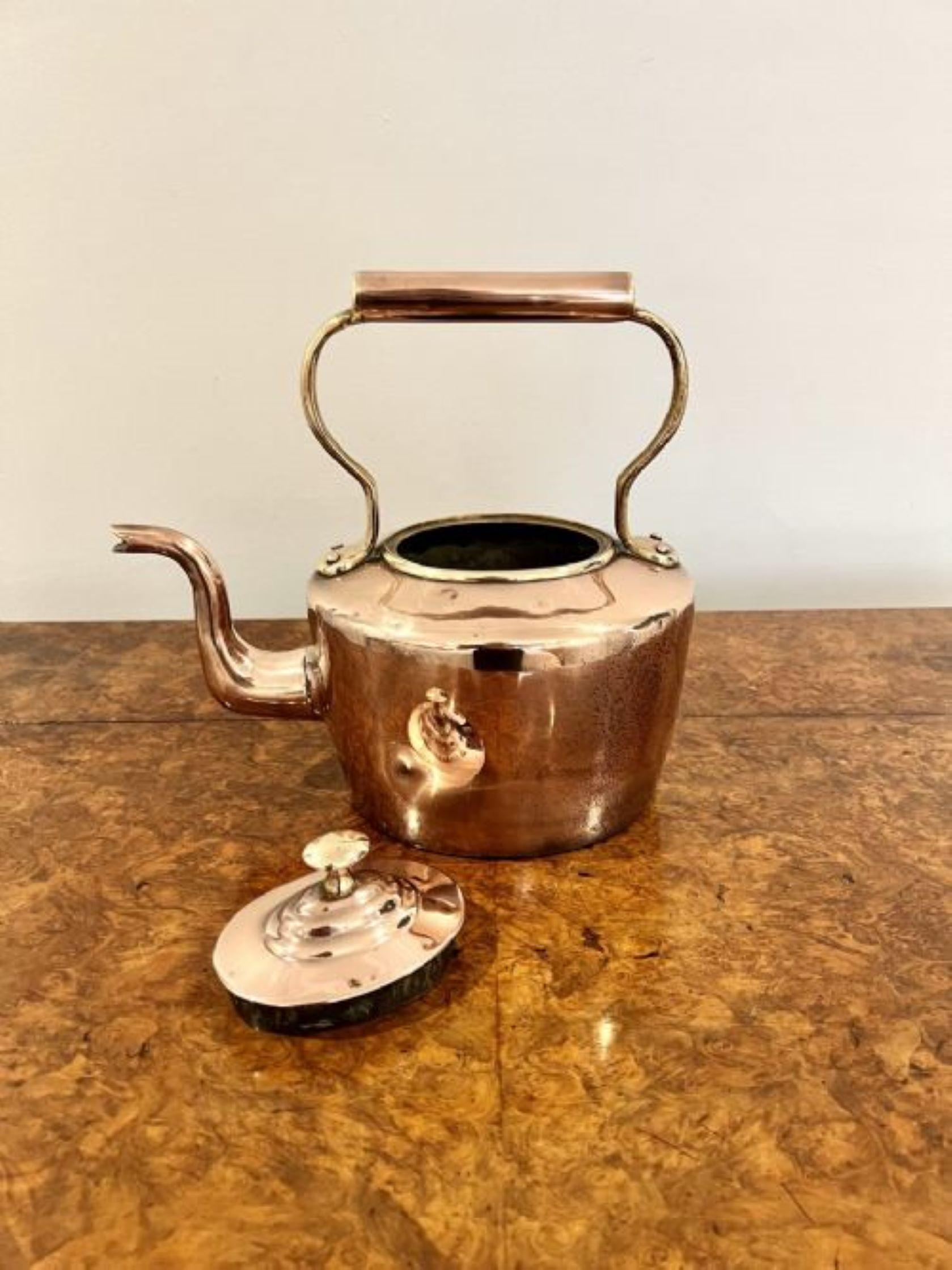 19th Century Quality small antique George III copper kettle  For Sale
