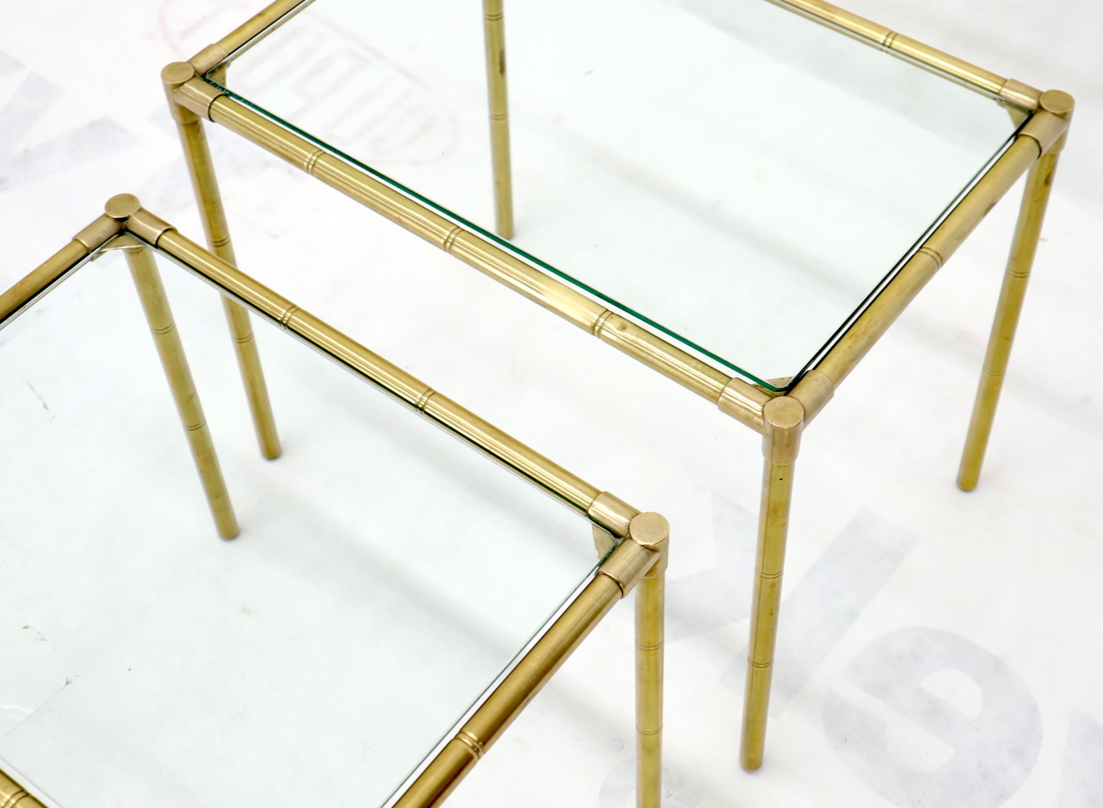 Quality Solid Brass Faux Bamboo Italian Mid Modern Nesting Tables For Sale 5