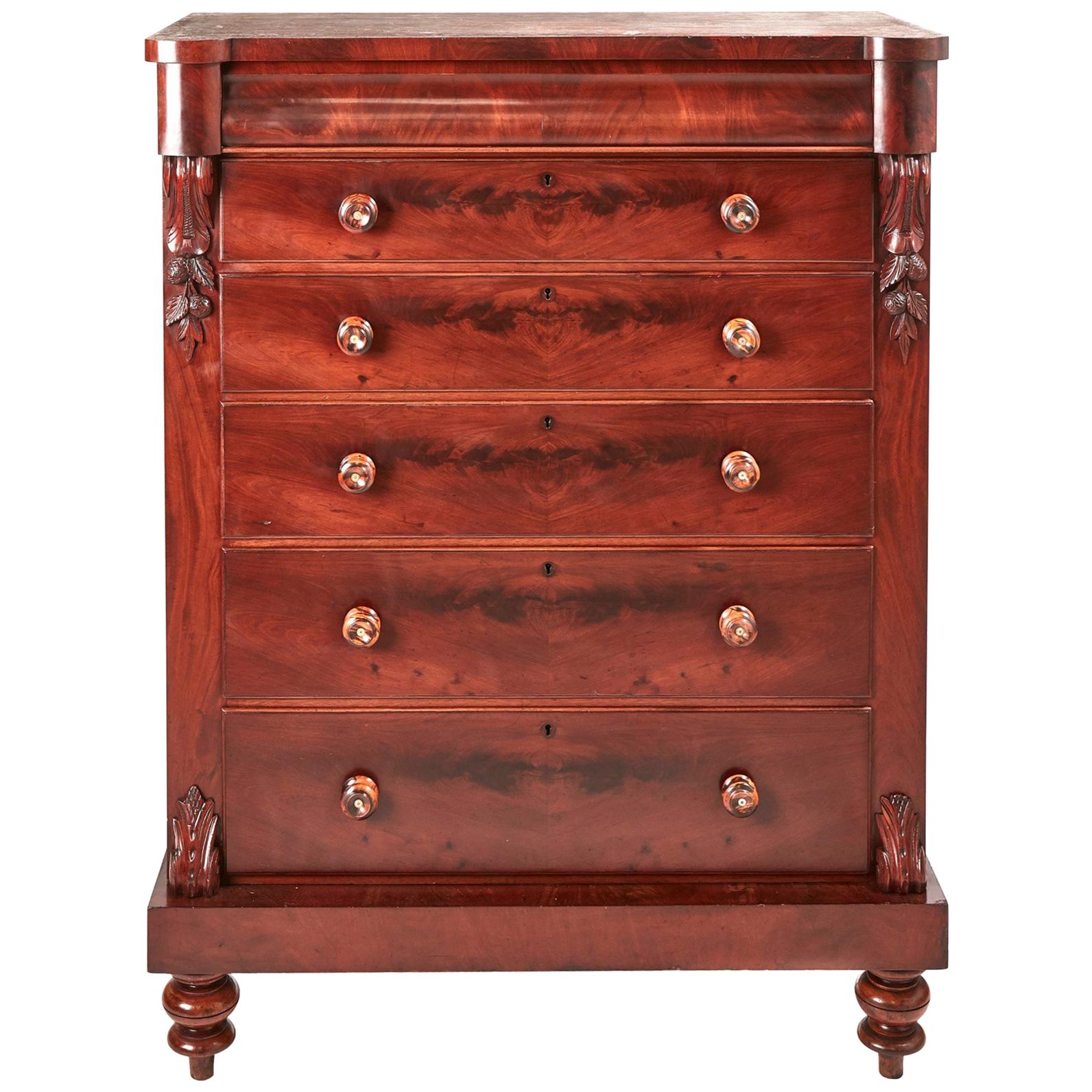 Quality Tall Victorian Mahogany Chest of Drawers For Sale