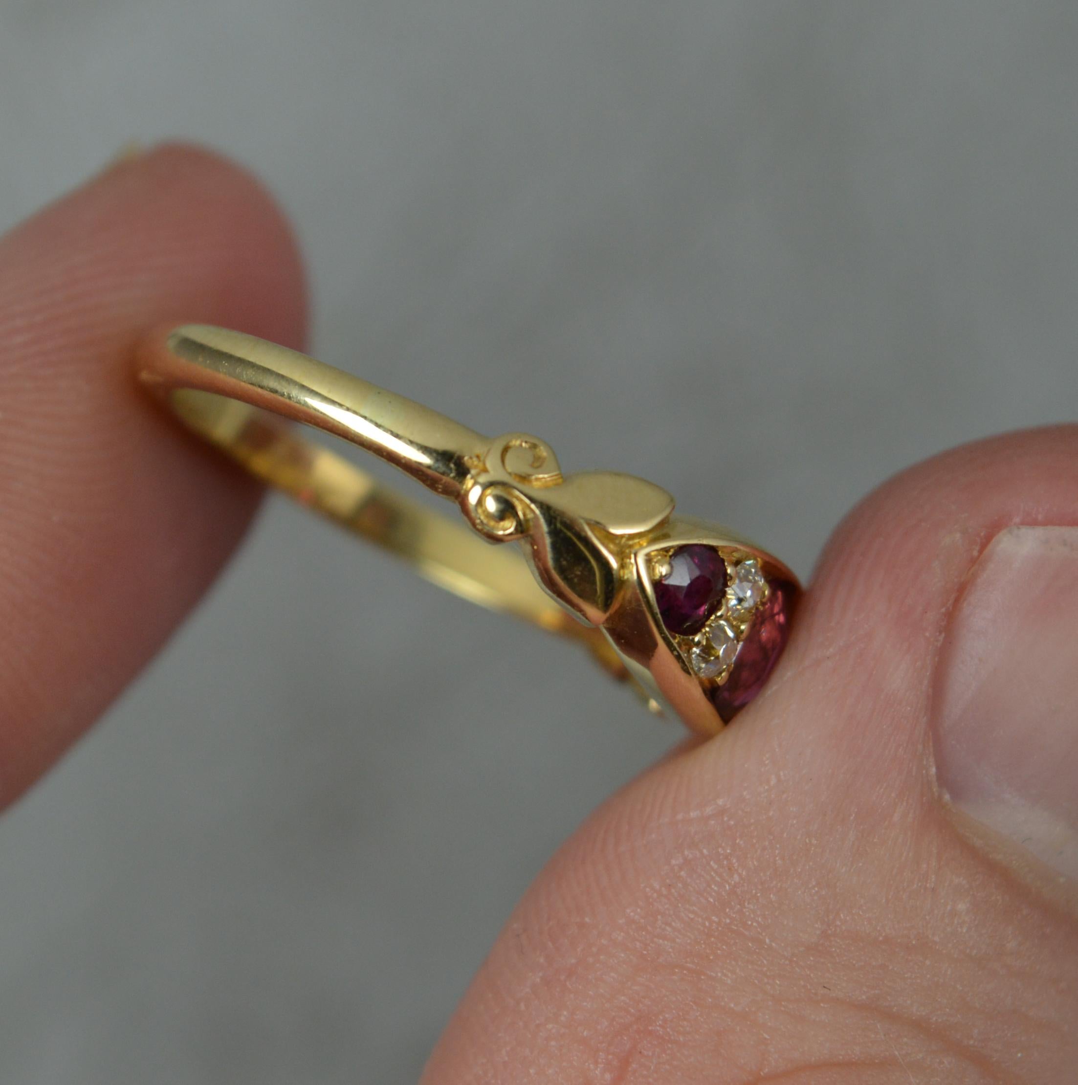 Quality Victorian 18ct Gold Ruby and Diamond Boat Cluster Ring 3