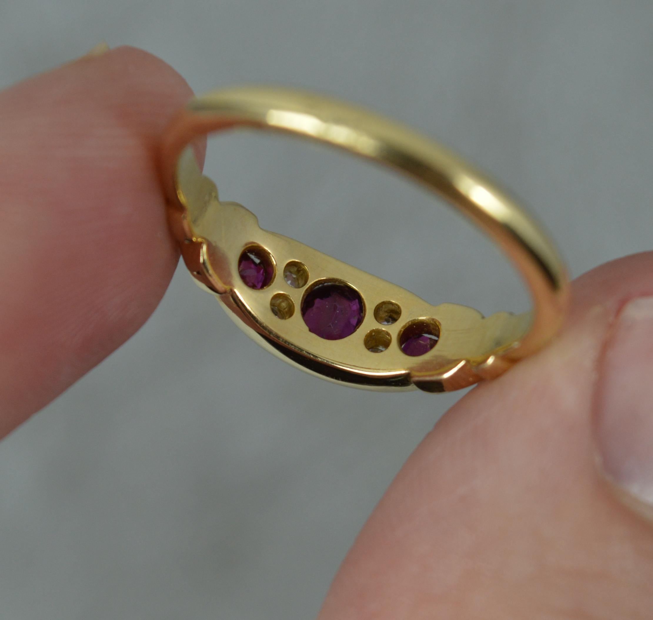 Oval Cut Quality Victorian 18ct Gold Ruby and Diamond Boat Cluster Ring