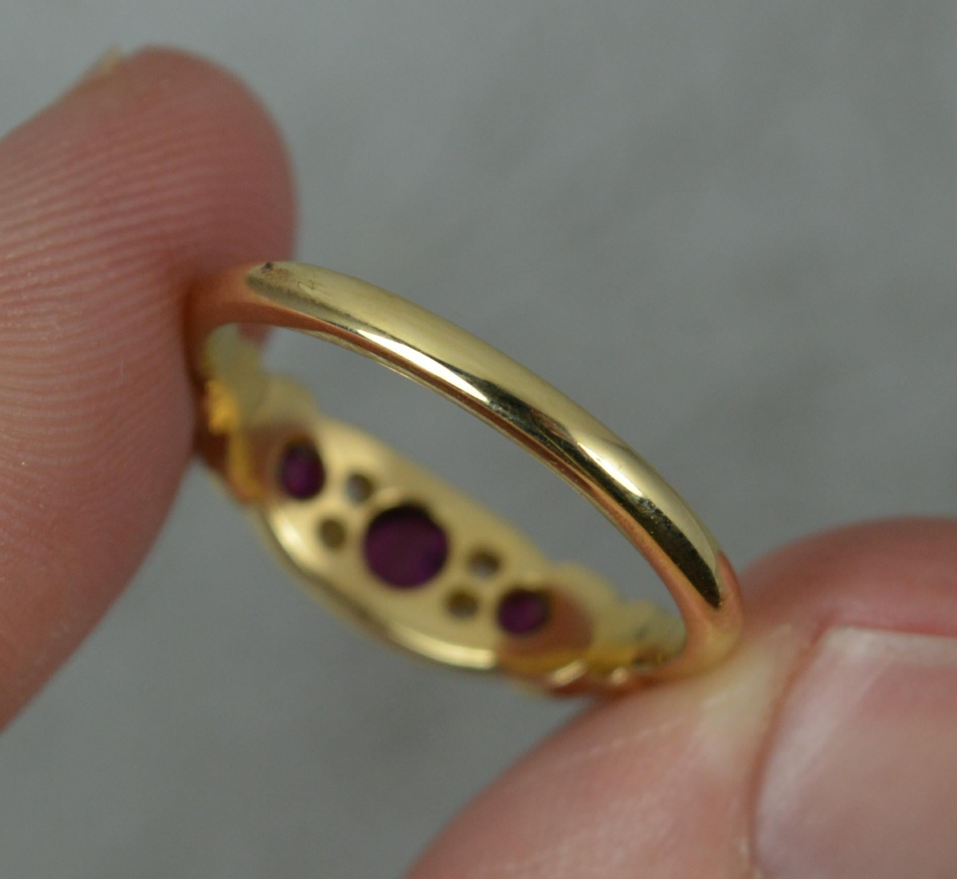 Quality Victorian 18ct Gold Ruby and Diamond Boat Cluster Ring 2