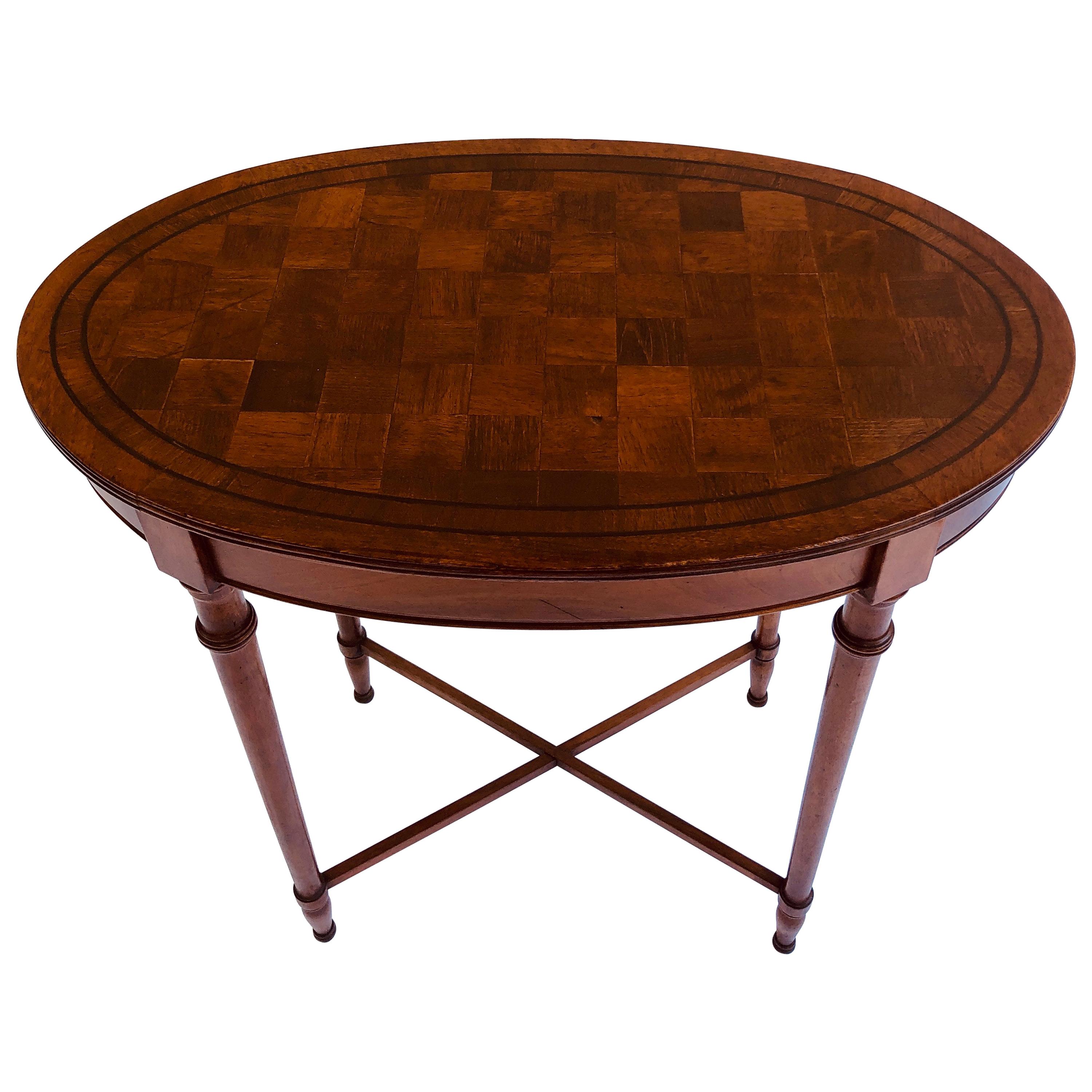 Quality Victorian Antique Oval Walnut Chequered Table