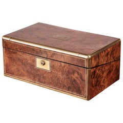 Quality Victorian Brass Bound Burr Walnut Writing Box