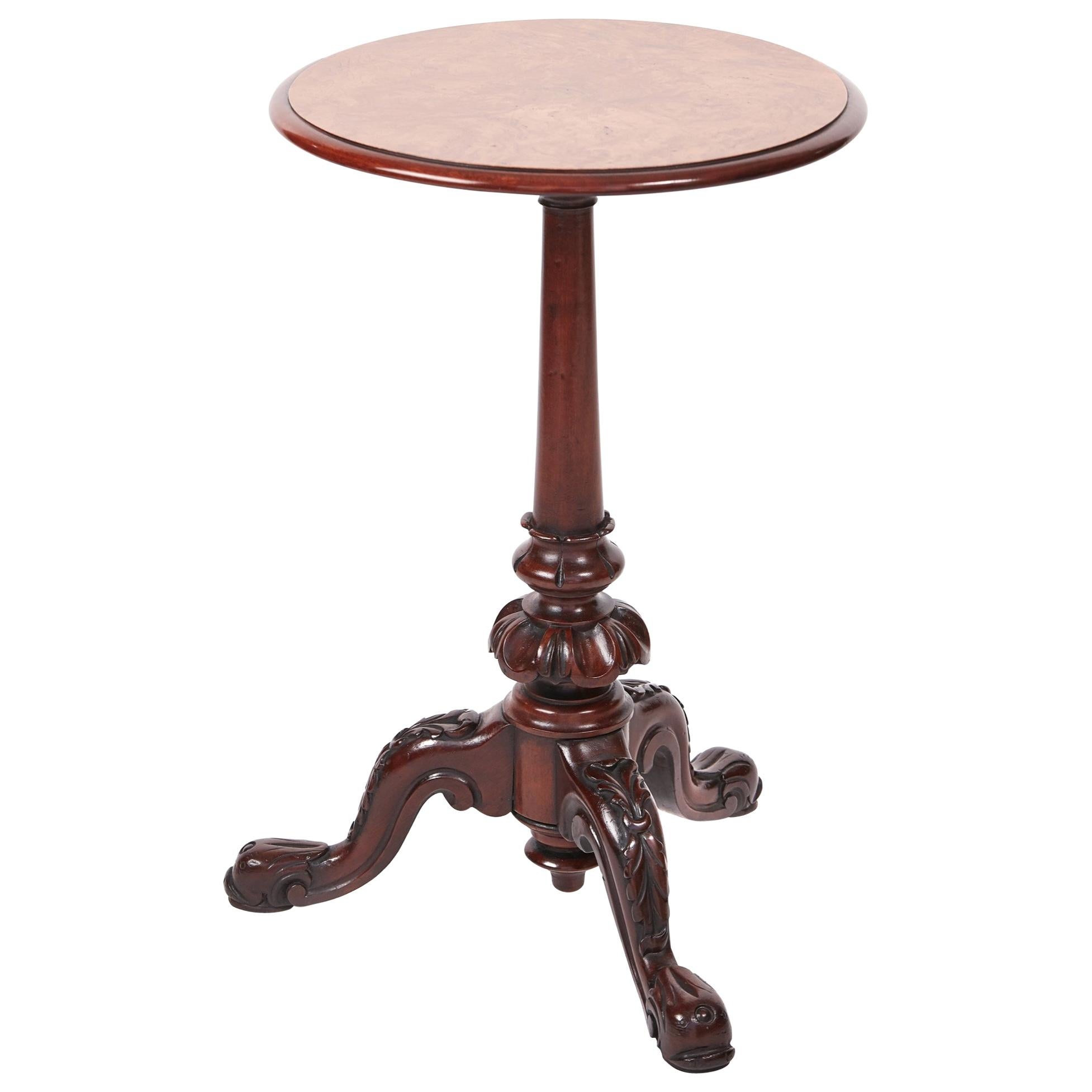 Quality Victorian Burr Walnut Lamp Table