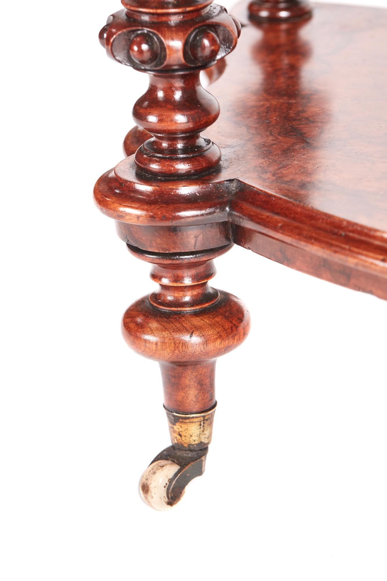 Quality Victorian Burr Walnut Three-Tier Whatnot 5