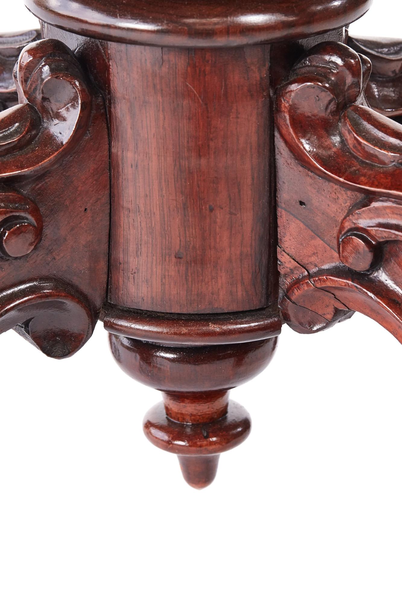 Quality Victorian Carved Rosewood Card Table 3