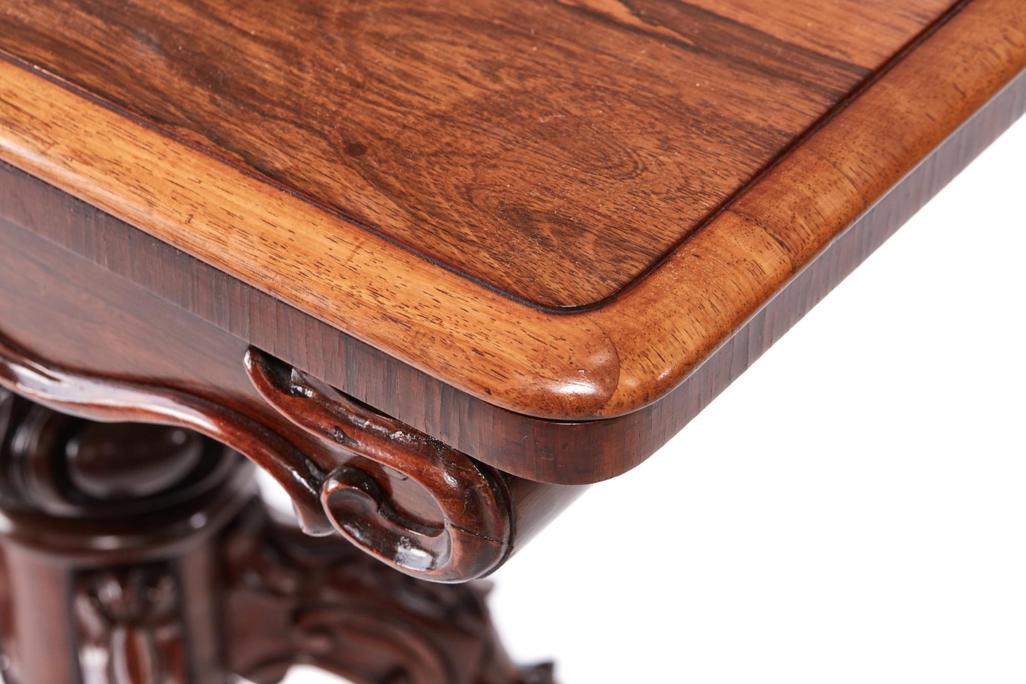 English Quality Victorian Carved Rosewood Card Table
