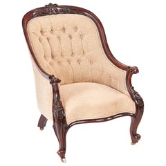 Quality Victorian Carved Mahogany Armchair