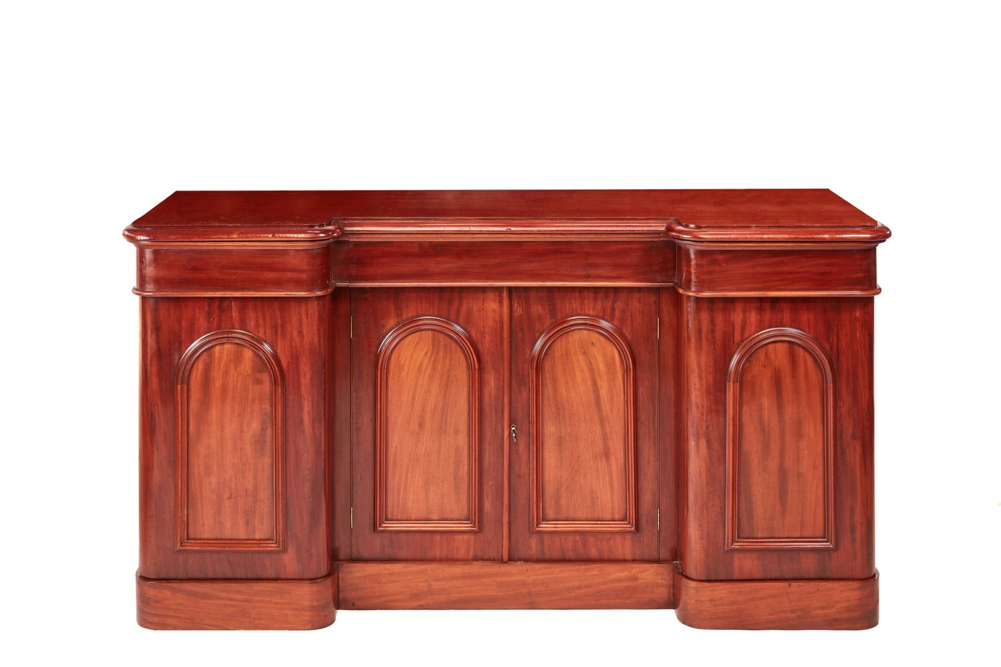 English Quality Victorian Carved Mahogany Sideboard For Sale