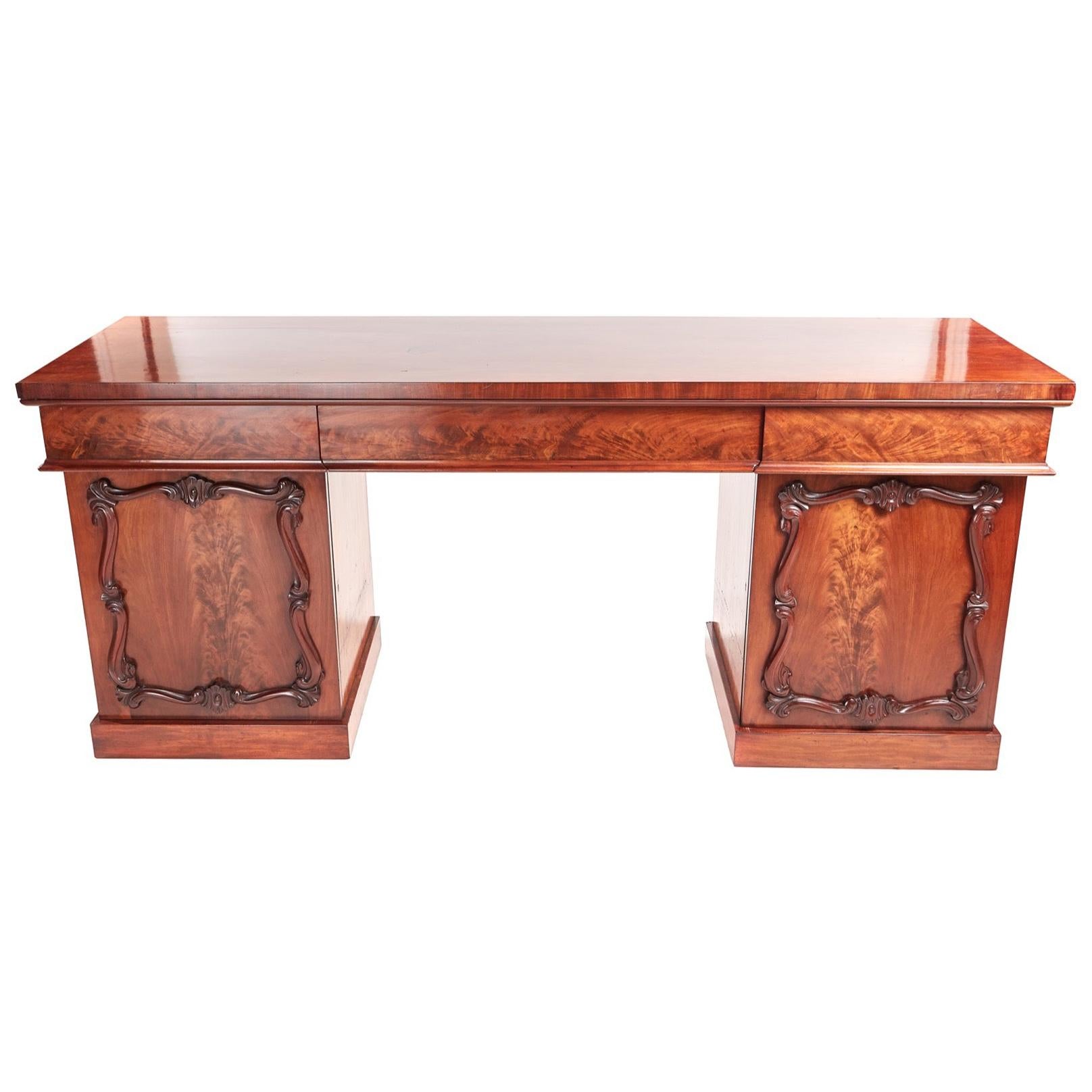 Quality Antique Victorian Carved Mahogany Sideboard For Sale