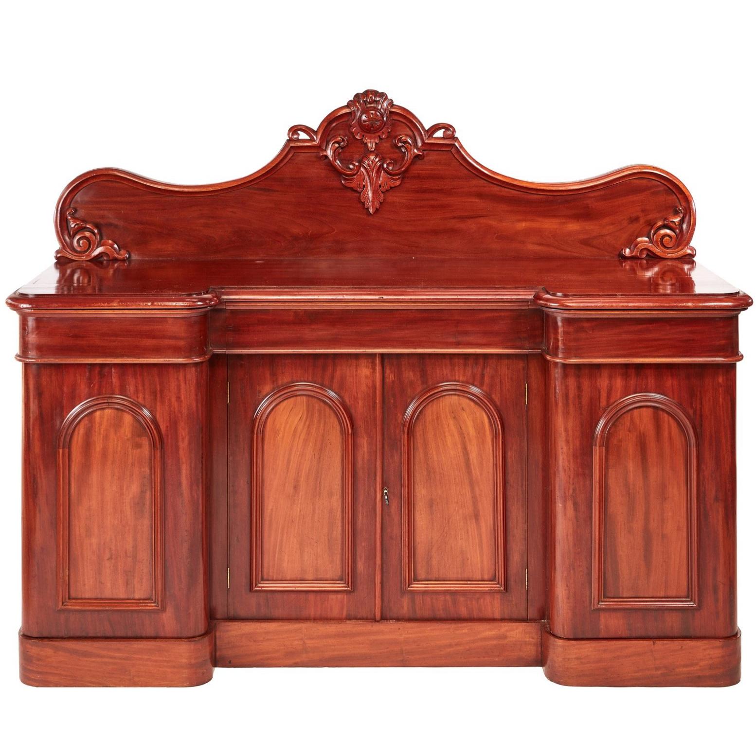 Quality Victorian Carved Mahogany Sideboard For Sale