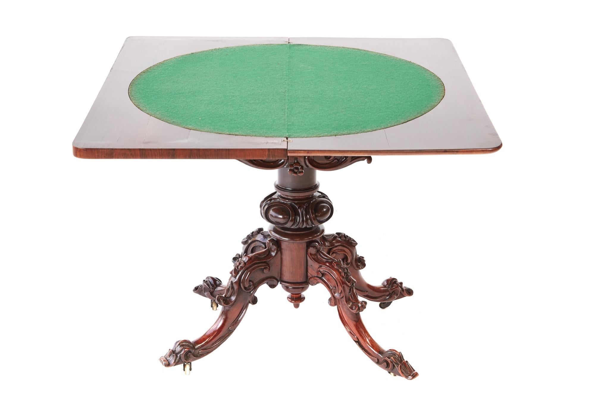 European Quality Victorian Carved Hardwood Card Table For Sale