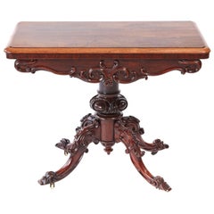 Quality Victorian Carved Hardwood Card Table