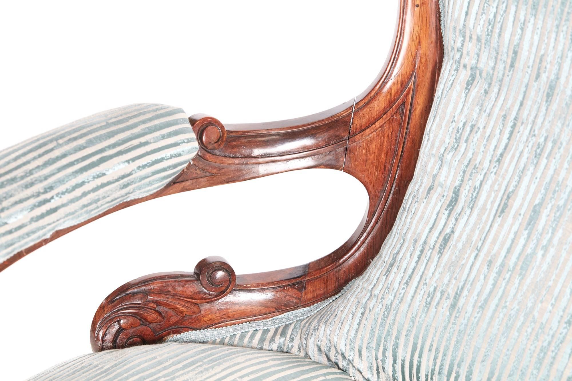 19th Century Quality Victorian Carved Walnut Armchair