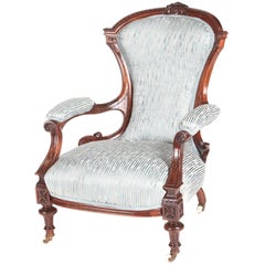 Quality Victorian Carved Walnut Armchair