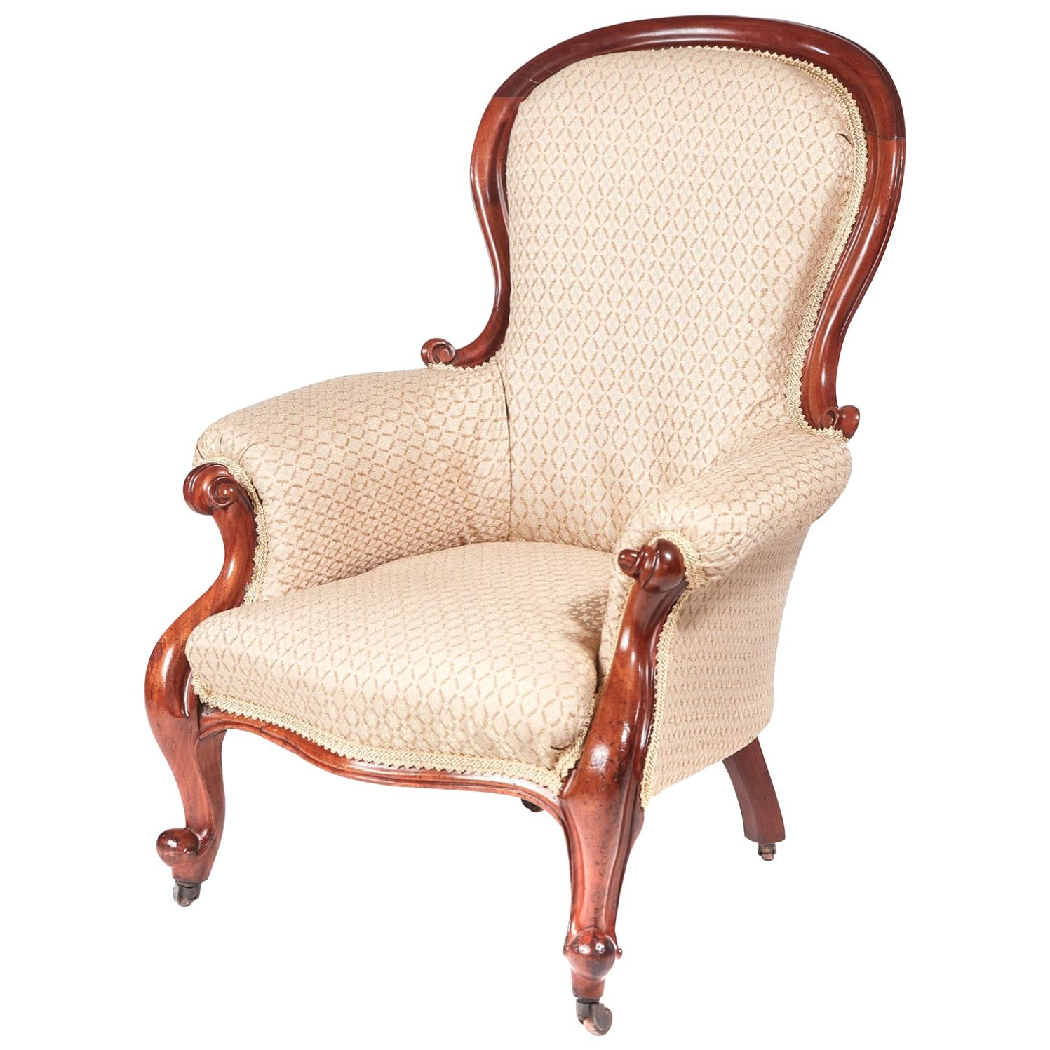 Quality Victorian Mahogany Armchair For Sale