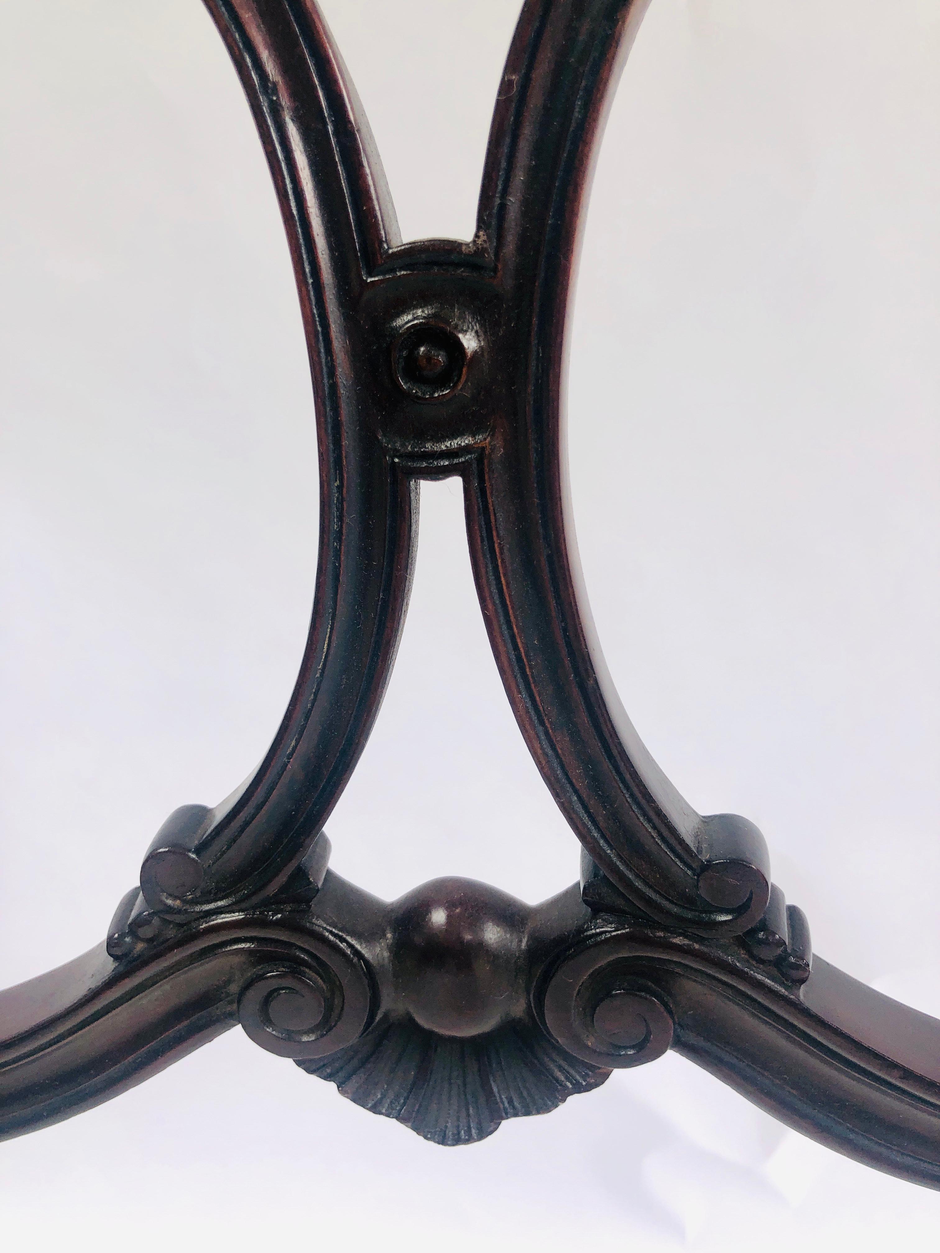 English Quality Antique Victorian Mahogany Carved Elbow Chair For Sale