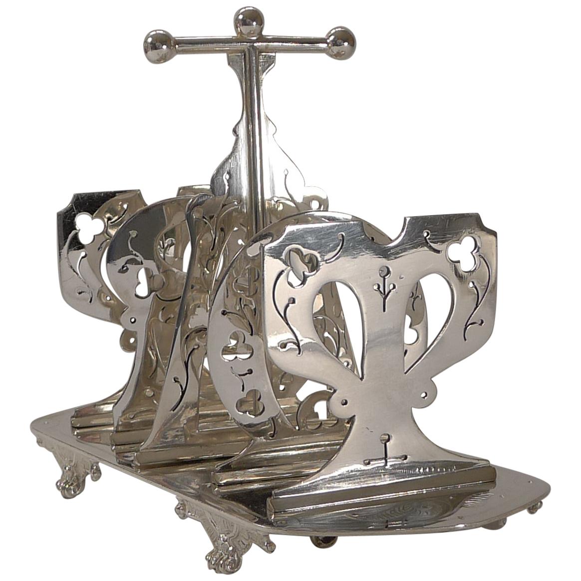 Quality Victorian Silver Plated Toast Rack, Reg. 1880