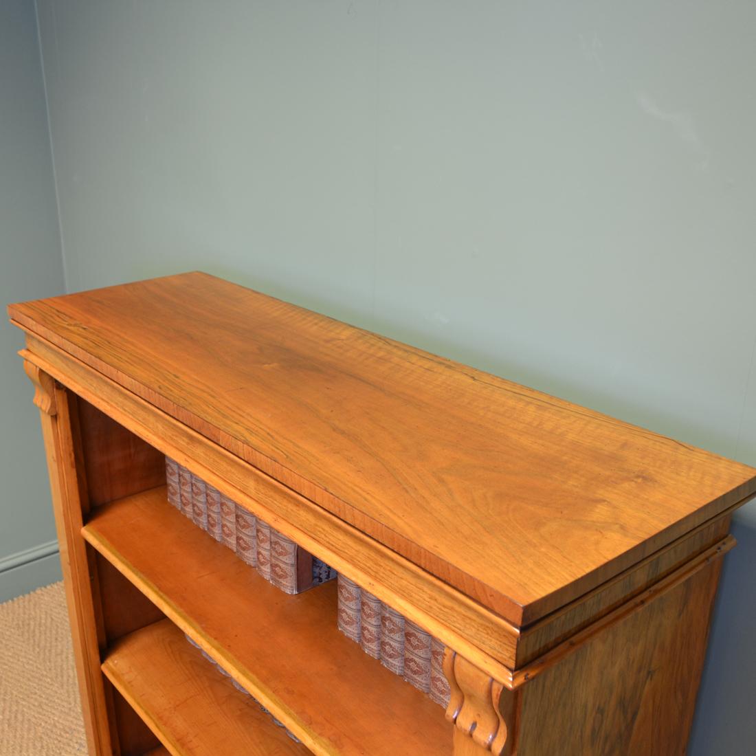 Quality Victorian Walnut Antique Open Bookcase In Good Condition For Sale In Link 59 Business Park, Clitheroe