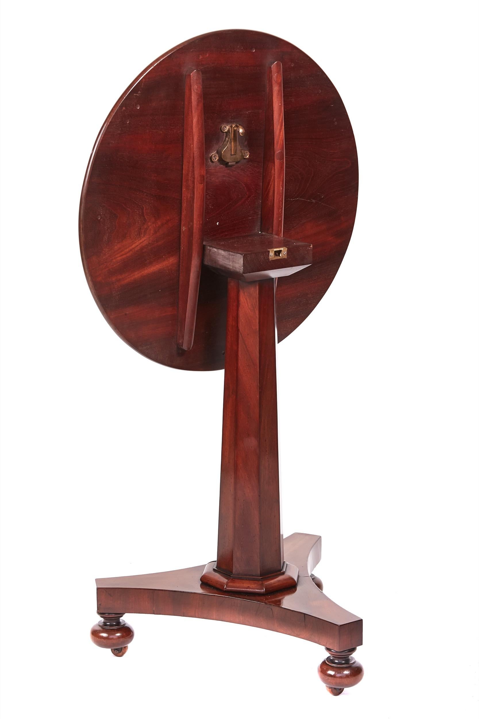European Quality William IV Mahogany Tilt-Top Pedestal Lamp Table