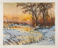 Quan He Landscape Original Oil On Canvas "Early Winter"