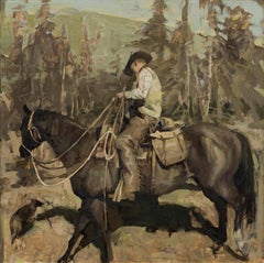 « Un cowboy et son ami » (2024) par Quang Ho, peinture à l'huile originale