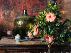 Arrangement with Hibiscus, Oil Painting