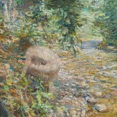 By Mountain Stream, Oil Painting